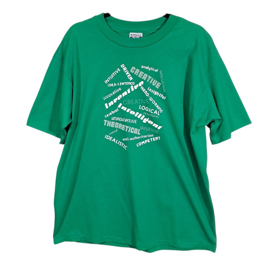 Vintage Imaginative Smart Shirt Mens XL USA‎ Single Stitch Hanes Fifty Fifty 90s
